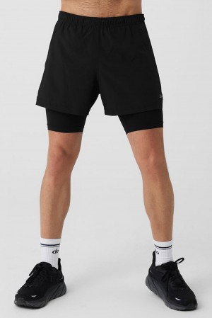 Alo Yoga 5" Revival 2-in-1 Miesten Shortsit Mustat Mustat | Suomi 2174-LRCOE