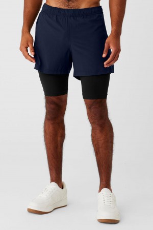 Alo Yoga 5" Revival 2-in-1 Miesten Shortsit Laivastonsininen Mustat | Suomi 6150-HXYEZ