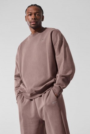 Alo Yoga Accolade Crew Neck Miesten Villapusero Mushroom | Suomi 5412-VRMWY