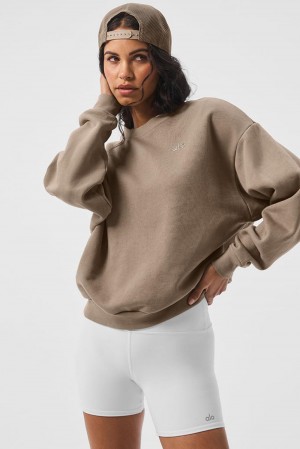 Alo Yoga Accolade Crew Neck Naisten Villapusero Gravel | Suomi 3675-CIDKG