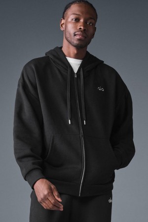 Alo Yoga Accolade Full Zip Miesten Huppari Mustat | Suomi 0281-JOTHU