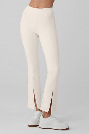 Alo Yoga Airbrush High-Waist 7/8 Flutter Naisten Leggings Ivory | Suomi 2178-OTFXV
