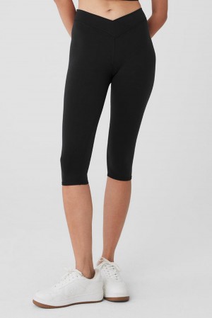 Alo Yoga Airbrush V-Cut Defineri Naisten Leggings Mustat | Suomi 0263-GDWYN