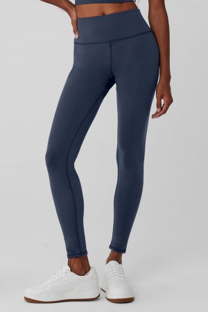 Alo Yoga Airbrush Winter Warm High-Waist Nocturne Naisten Leggings Laivastonsininen | Suomi 9037-HWLSK