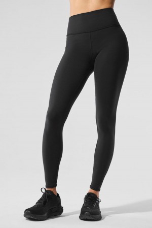 Alo Yoga Airbrush Winter Warm High-Waist Nocturne Naisten Leggings Mustat | Suomi 0158-KQJOE