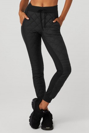 Alo Yoga Airbrush Winter Warm High-Waist Moto Naisten Housut Mustat | Suomi 4159-ZHGTW