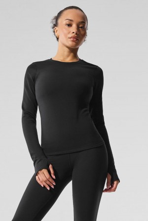 Alo Yoga Airbrush Winter Warm Nocturne Naisten Pitkähihainen Mustat | Suomi 9403-CMQBU