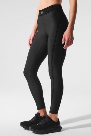 Alo Yoga Airlift High-Waist 7/8 Line Up Naisten Leggings Mustat | Suomi 2389-DIANU