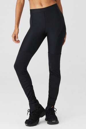 Alo Yoga Airlift High-Waist Street Goddess Naisten Leggings Mustat | Suomi 0381-VPDZC