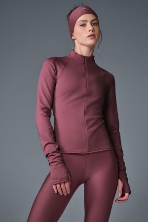 Alo Yoga Airlift Winter Warm 1/4 Zip Naisten Pitkähihainen Viininpunainen | Suomi 8462-PCBFE