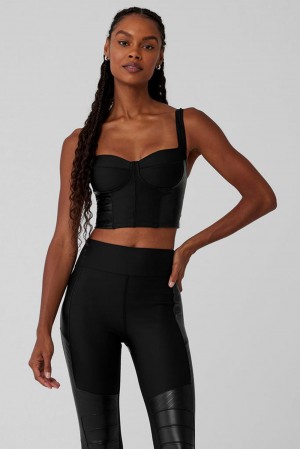 Alo Yoga Airlift Winter Warm Cropped Supermoto Naisten Juoksupaidat Mustat | Suomi 9512-MNQTR