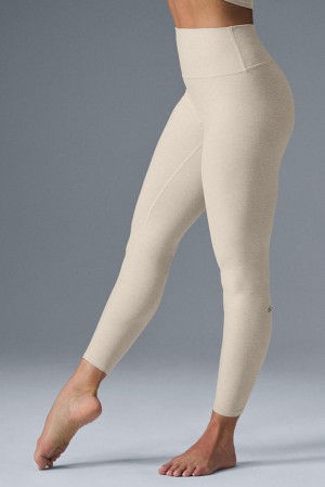 Alo Yoga Alosoft High-Waist 7/8 Highlight Naisten Leggings Oatmeal Heather | Suomi 0325-HLOPV