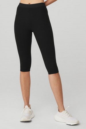 Alo Yoga Alosoft High-Waist Iconic 90'sri Naisten Leggings Mustat | Suomi 7841-YZUQP