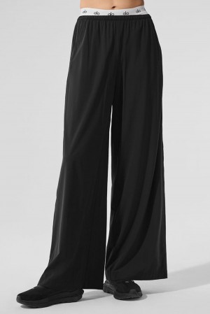 Alo Yoga Breezy Wide Leg Naisten Housut Mustat | Suomi 1856-RNVMA