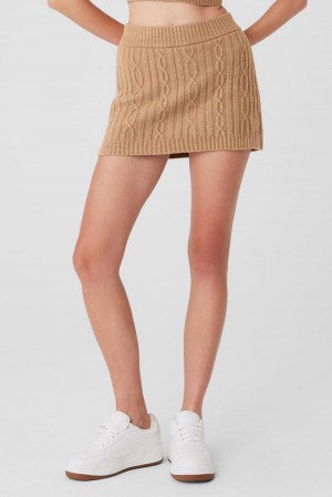 Alo Yoga Cable Knit Winter Bliss Mini Naisten Hameet Toasted Almond | Suomi 0791-WEGQI