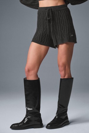 Alo Yoga Cable Knit Winter Bliss Naisten Shortsit Tummanharmaat | Suomi 9752-WQDLP