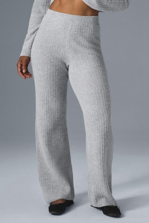 Alo Yoga Cashmere High-Waist Plush Waffle Naisten Housut Harmaat | Suomi 8940-SVMRQ