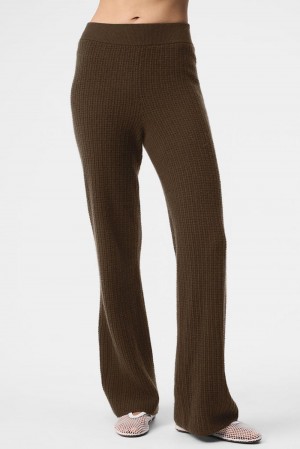 Alo Yoga Cashmere High-Waist Plush Waffle Naisten Housut Espresso | Suomi 5096-MWBQG