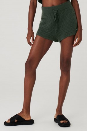 Alo Yoga Cashmere High-Waist Plush Waffle Naisten Shortsit Tumman | Suomi 0136-YPLCF