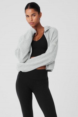 Alo Yoga Cashmere Plush Waffle Full Zip Naisten Huppari Harmaat | Suomi 3657-NBTMZ