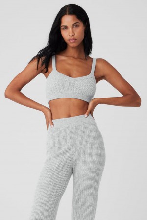 Alo Yoga Cashmere Plush Waffle V-Neck Naisten Urheiluliivi Harmaat | Suomi 7921-EDIUG