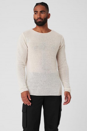 Alo Yoga Cashmere Reform Miesten Pitkähihainen Ivory | Suomi 7649-KHLQI