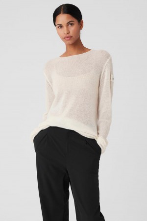 Alo Yoga Cashmere Reform Naisten Pitkähihainen Ivory | Suomi 1983-LNWYT