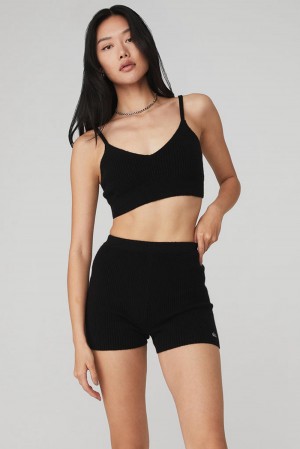 Alo Yoga Cashmere Ribbed Staycation Naisten Urheiluliivi Mustat | Suomi 2643-AULVJ