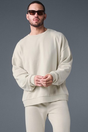 Alo Yoga Chill Crew Neck Miesten Villapusero Bone | Suomi 9430-RCVOQ