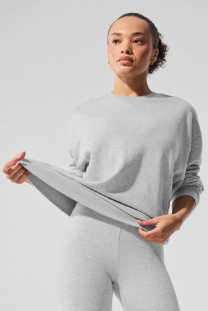 Alo Yoga Chill Crew Neck Naisten Villapusero Harmaat | Suomi 8537-FRQLH