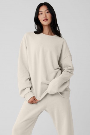 Alo Yoga Chill Crew Neck Naisten Villapusero Bone | Suomi 2308-WAIVR