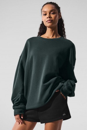 Alo Yoga Chill Crew Neck Naisten Villapusero Vihreä | Suomi 3024-VUSPC