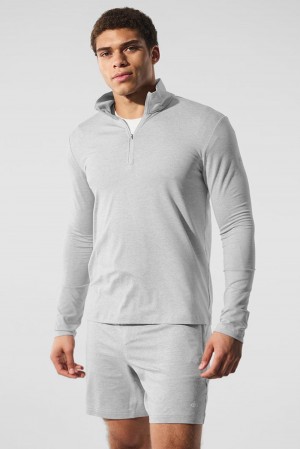 Alo Yoga Conquer 1/4 Zip Reform Miesten Pitkähihainen Harmaat | Suomi 9321-QNSMV