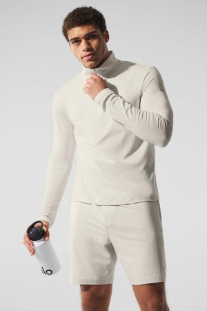 Alo Yoga Conquer 1/4 Zip Reform Miesten Pitkähihainen Bone | Suomi 6083-HRGDB