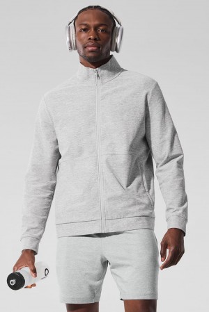 Alo Yoga Conquer Max Mock Neck Full Zip Miesten Takit Harmaat | Suomi 4627-QDKIT