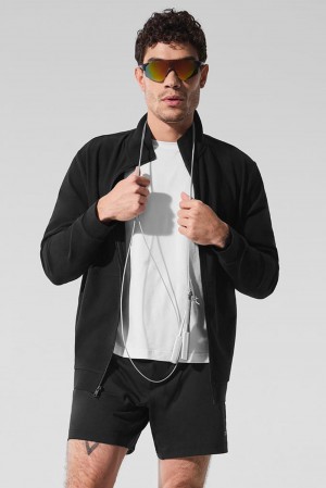 Alo Yoga Conquer Max Mock Neck Full Zip Miesten Takit Mustat | Suomi 3865-DARMF