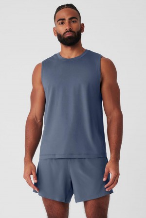 Alo Yoga Conquer Muscle Miesten Juoksupaidat Bluestone | Suomi 5349-DATIB