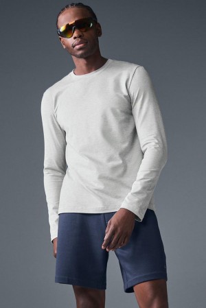 Alo Yoga Conquer Reform Crewneck Miesten Pitkähihainen Harmaat | Suomi 8129-NORIL