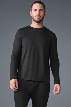 Alo Yoga Conquer Reform Crewneck Miesten Pitkähihainen Mustat | Suomi 4135-IGHUQ