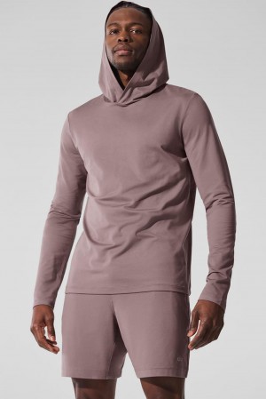Alo Yoga Conquer Reform With Hood Miesten Pitkähihainen Mushroom | Suomi 6041-KJEZN