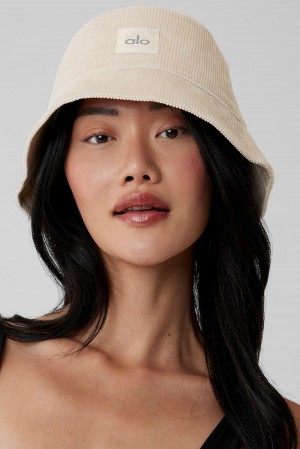 Alo Yoga Corduroy Neighborhood Naisten Bucket Hattu Bone | Suomi 9346-IMFEA