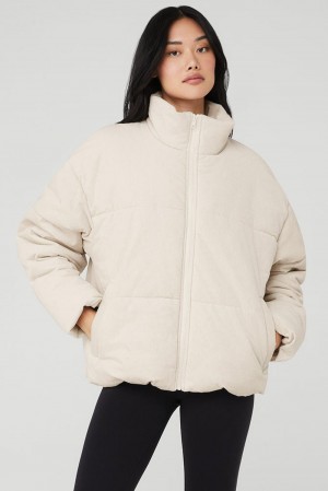 Alo Yoga Corduroy Stage Naisten Puffer Takki Bone | Suomi 8976-JMAZL