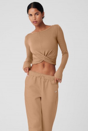 Alo Yoga Cover Top Naisten Pitkähihainen Toasted Almond | Suomi 0192-FIPNX