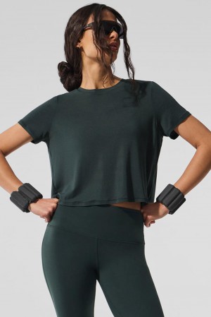 Alo Yoga Cropped All Day Naisten Short Sleeve Vihreä | Suomi 2178-YNMXJ