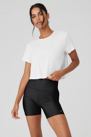 Alo Yoga Cropped All Day Naisten Short Sleeve Valkoinen | Suomi 0236-BWYPR