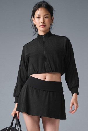 Alo Yoga Cropped Doubles Only Full Zip Naisten Takit Mustat | Suomi 9682-HDFRC