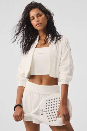 Alo Yoga Cropped Doubles Only Full Zip Naisten Takit Ivory | Suomi 7153-TRFXL