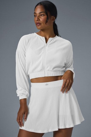 Alo Yoga Cropped Micro Plisse Naisten Takit Valkoinen | Suomi 1792-MELXG