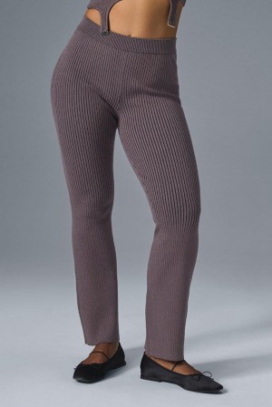 Alo Yoga Denim Knit High-Waist Flare Naisten Housut Mustat | Suomi 0526-ZVRBT
