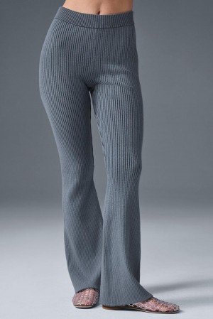Alo Yoga Denim Knit High-Waist Flare Naisten Housut Harmaat | Suomi 3140-BYUEW